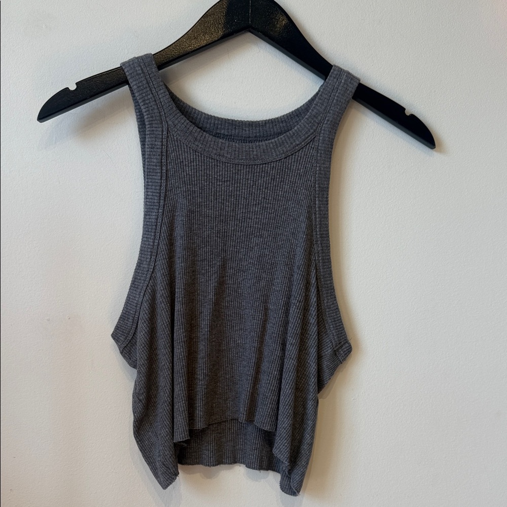 WSLY Charcoal Ribbed Cropped Tank Xlarge
